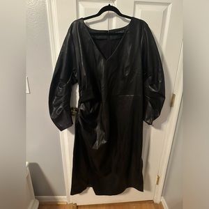 Plus size black pleather dress